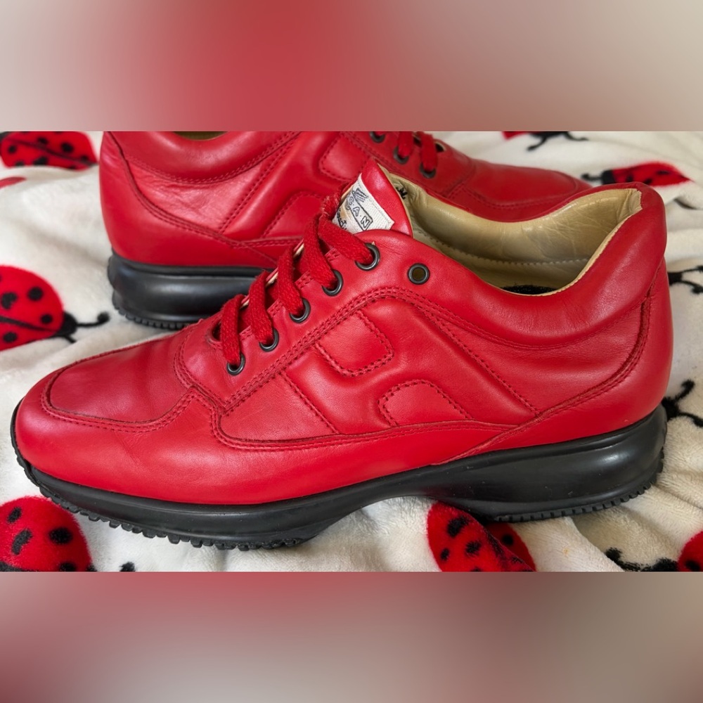 Hogan Red Leather Sneakers